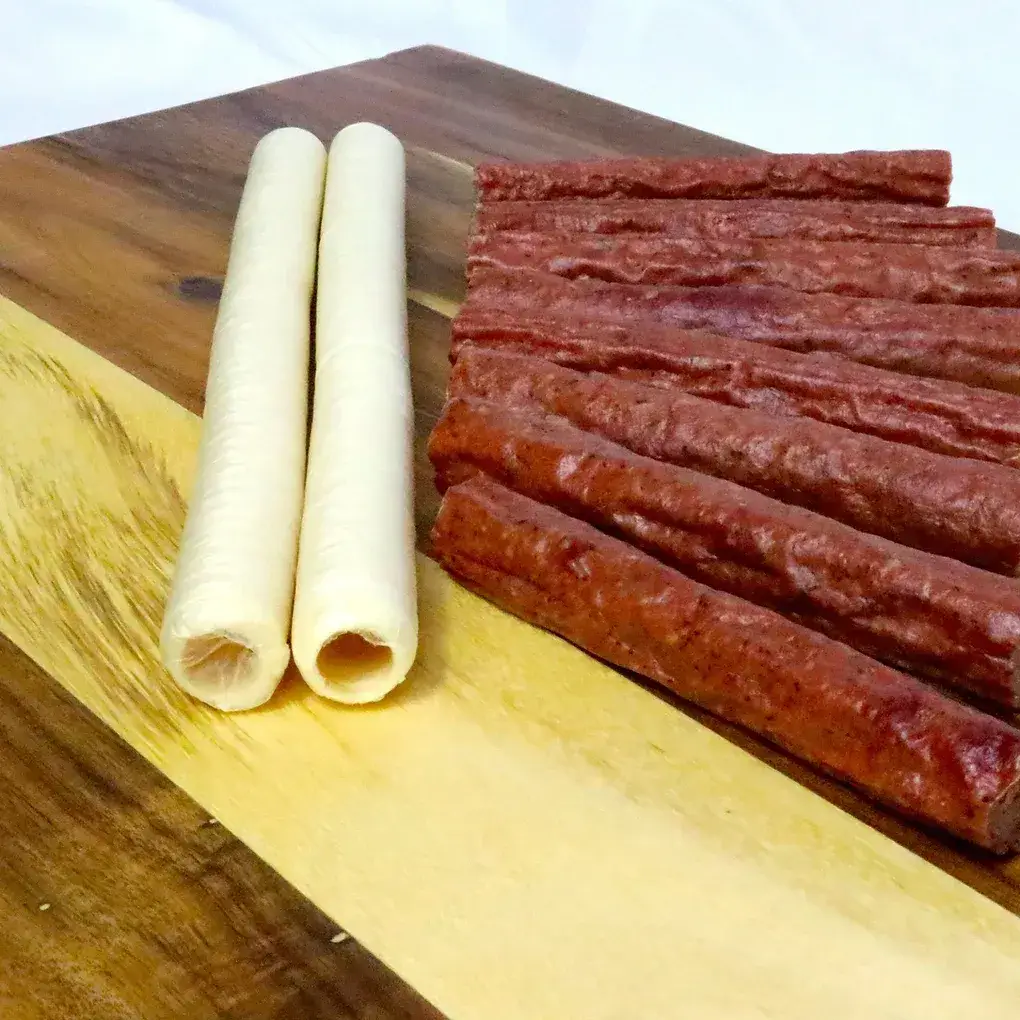 Edible Collagen Casings for Snack Sticks – 19mm Smoke Color